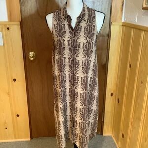Equipment Femme Snake Print Sleeveless Button Front Silk Shirt Dress Sz-M